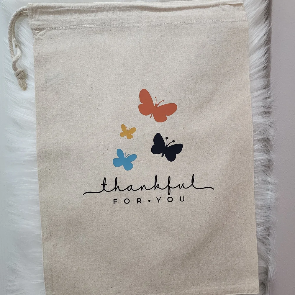 Port Authority Tote with Butterfly Design - Cream, Orange, Blue, Black Gift Bag - Picture 1 of 4